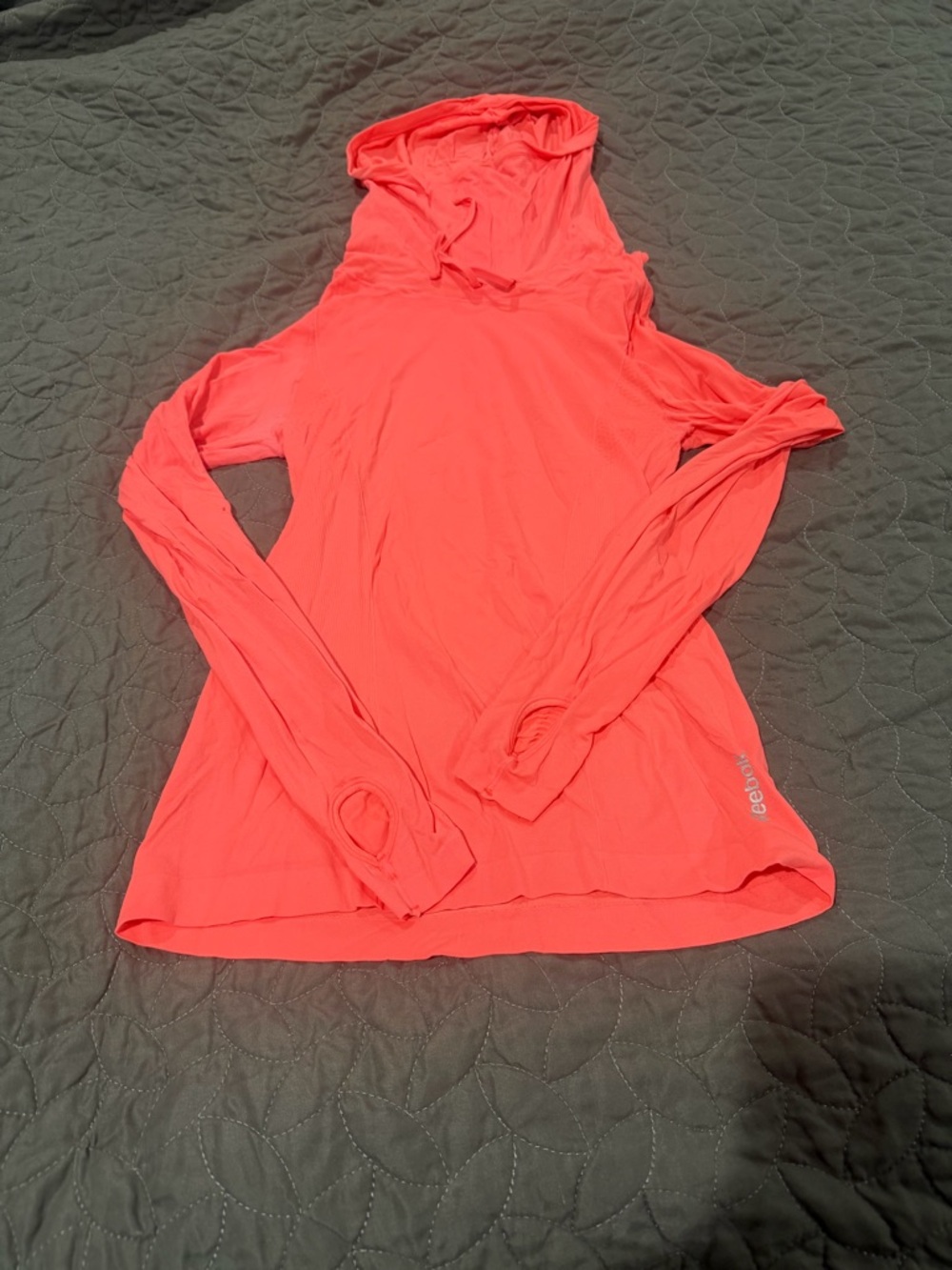 Reebok Neon Coral Long-Sleeve Hooded Top